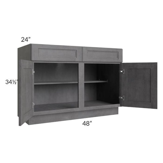 RTA Stone Grey 48" Base Cabinet with 1 Decorative End Panel