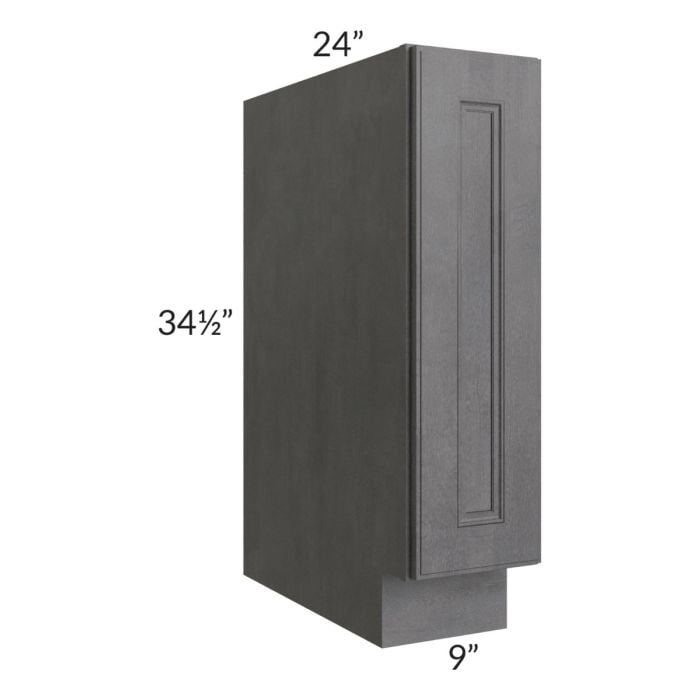 RTA Stone Grey 9" Full Height Door Tray Base Cabinet - Right Hinged