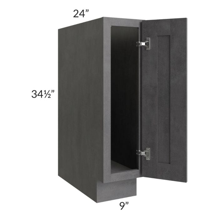RTA Stone Grey 9" Full Height Door Tray Base Cabinet - Right Hinged