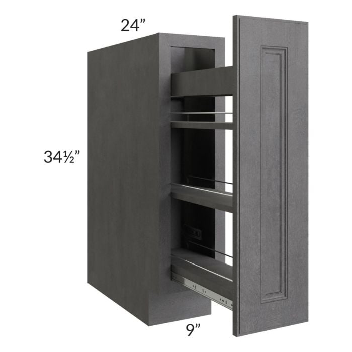 RTA Stone Grey 9" Spice Rack Base Cabinet with 1 Decorative End Panel
