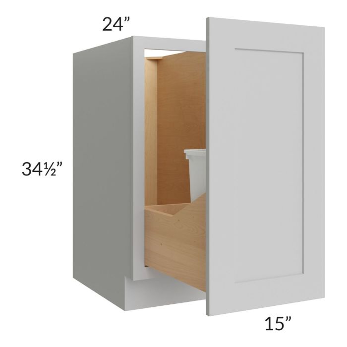 RTA Stone Shaker 15" Full Height Door Base Cabinet with Single Trashcan Pullout