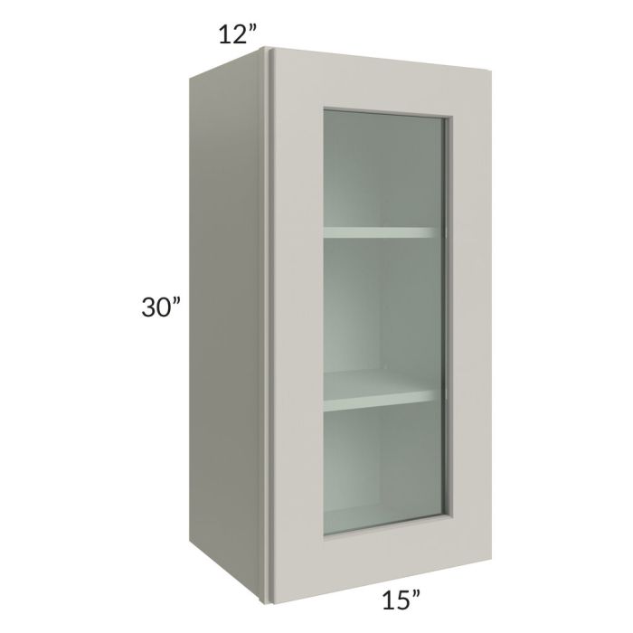 RTA Stone Shaker 15" x 30" Wall Glass Door Cabinet (Prepped for Glass Doors) with 1 Decorative End Panel