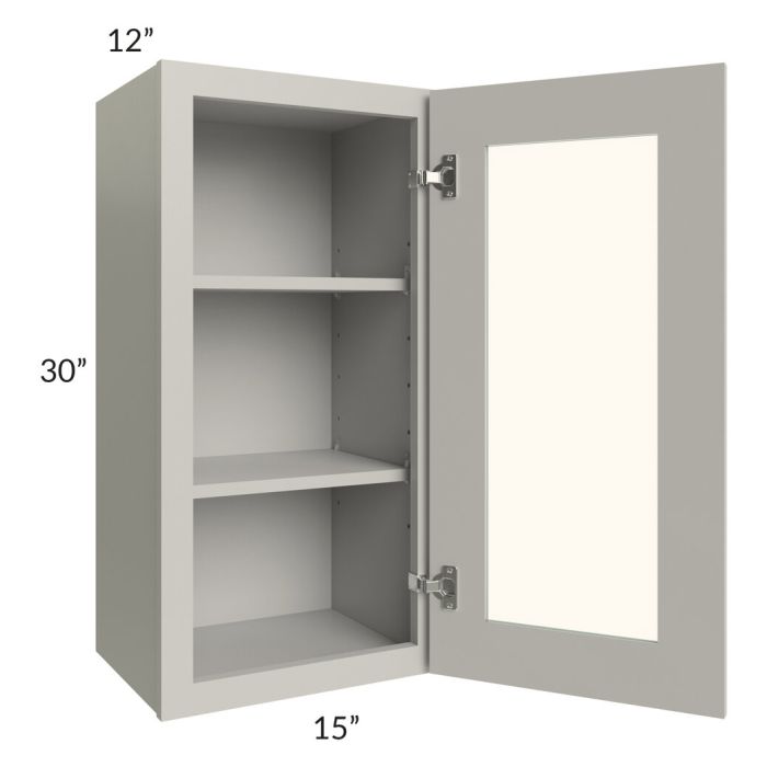 RTA Stone Shaker 15" x 30" Wall Glass Door Cabinet (Prepped for Glass Doors) with 1 Decorative End Panel