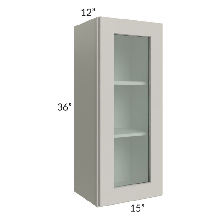 RTA Stone Shaker 15" x 36" Wall Glass Door Cabinet (Prepped for Glass Doors) with 1 Decorative End Panel