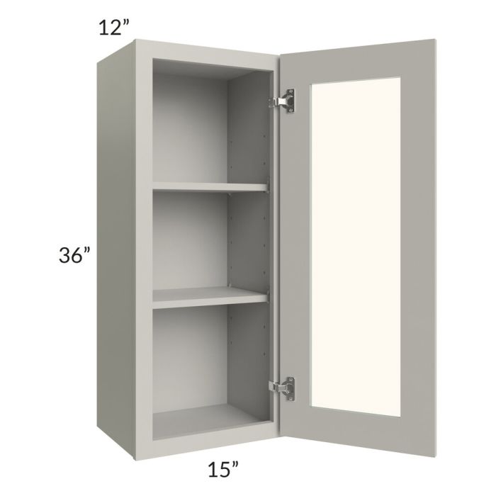 RTA Stone Shaker 15" x 36" Wall Glass Door Cabinet (Prepped for Glass Doors) with 1 Decorative End Panel