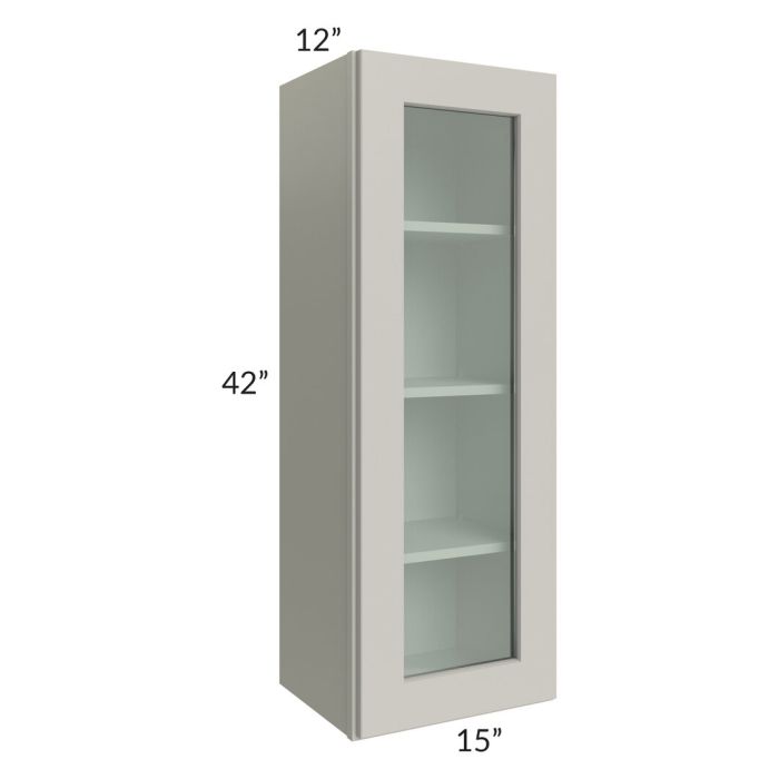 RTA Stone Shaker 15" x 42" Wall Glass Door Cabinet (Prepped for Glass Doors) with 1 Decorative End Panel
