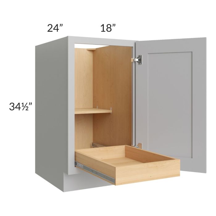 RTA Stone Shaker 18" Full Height Door Base Cabinet with 1 Rollout Tray and 1 Decorative End Panel