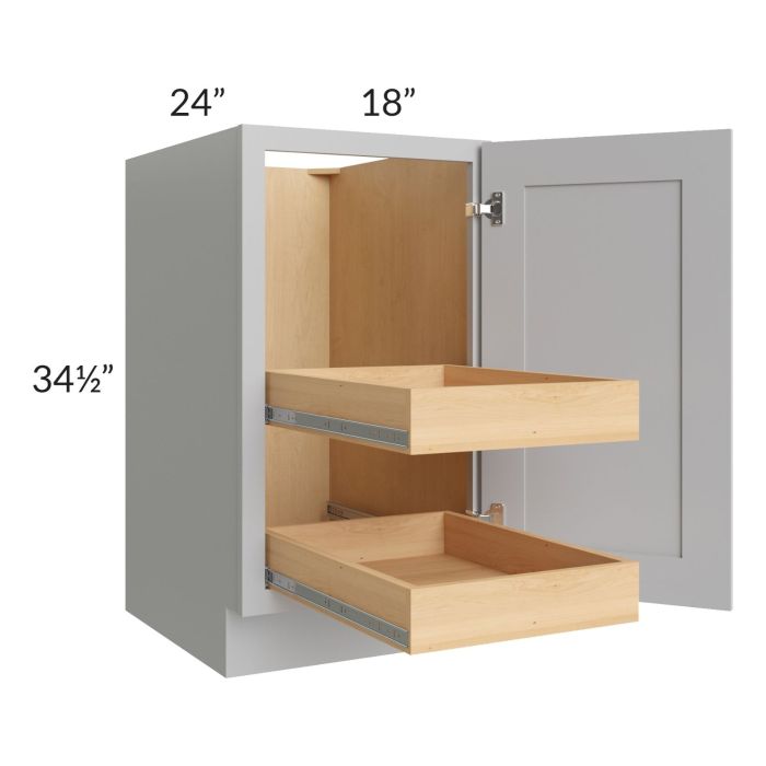 RTA Stone Shaker 18" Full Height Door Base Cabinet with 2 Rollout Trays and 2 Decorative End Panels