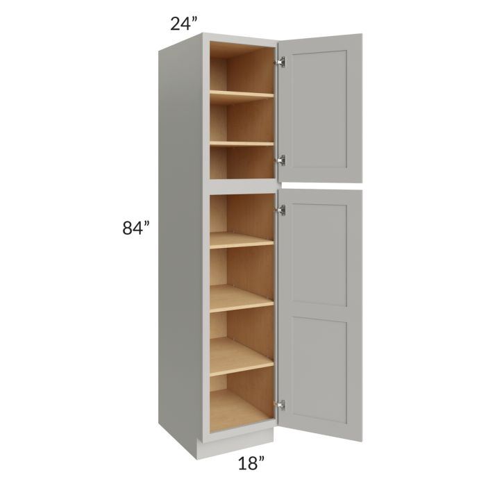 RTA Stone Shaker 18" x 84" x 24" Wall Pantry Cabinet with 1 Decorative End Panel and 4 Roll Out Trays