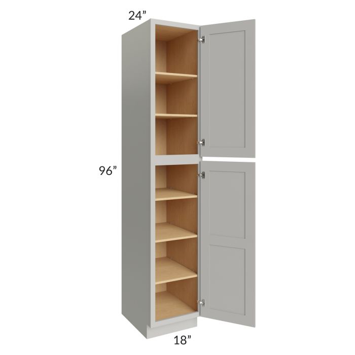RTA Stone Shaker 18" x 96" x 24" Wall Pantry Cabinet with 1 Decorative End Panel and 3 Roll Out Trays