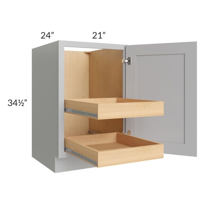 RTA Stone Shaker 21" Full Height Door Base Cabinet with 2 Rollout Trays and 2 Decorative End Panels