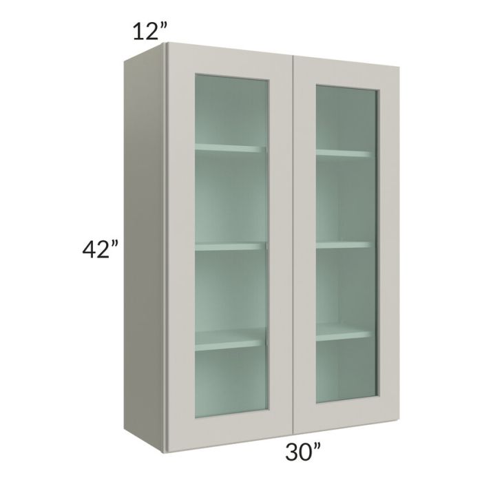 RTA Stone Shaker 30" x 42" Wall Glass Door Cabinet (Prepped for Glass Doors) with 1 Decorative End Panel