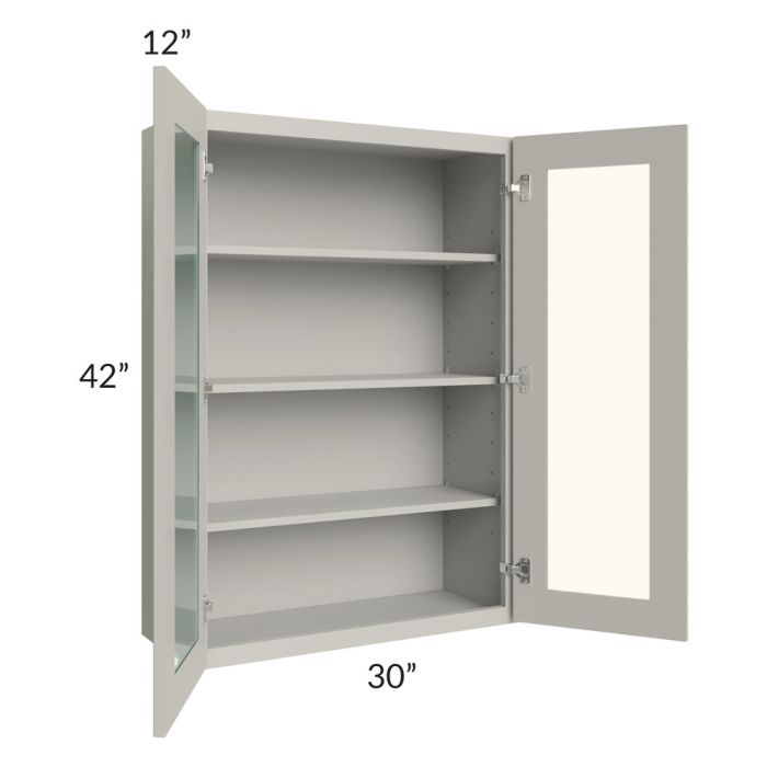 RTA Stone Shaker 30" x 42" Wall Glass Door Cabinet (Prepped for Glass Doors) with 1 Decorative End Panel