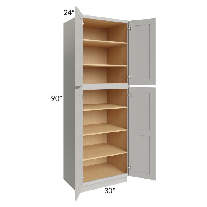 RTA Stone Shaker 30" x 90" x 24" Wall Pantry Cabinet with 1 Decorative End Panel and 1 Roll Out Tray