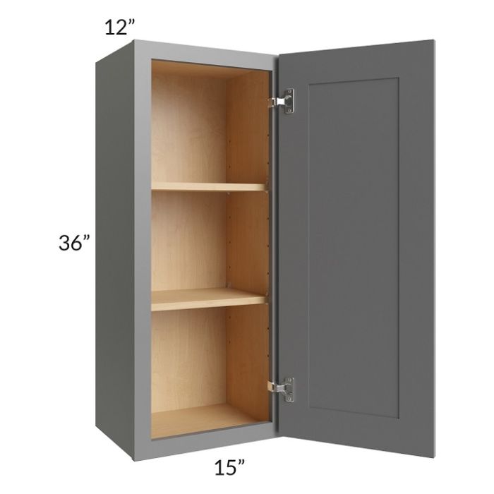 RTA Stratton Light Grey Shaker 15" x 36" Wall Cabinet