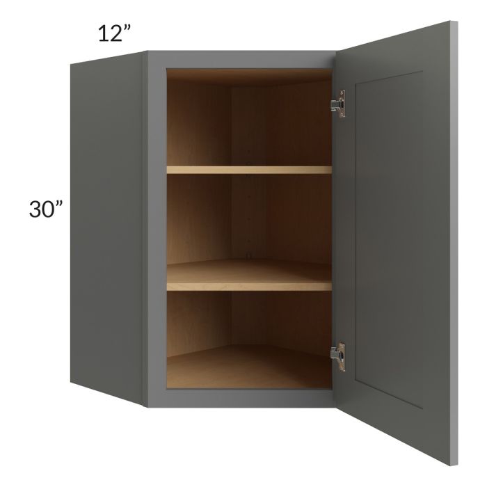 RTA Stratton Light Grey Shaker 24" x 30" Wall Diagonal Corner Cabinet