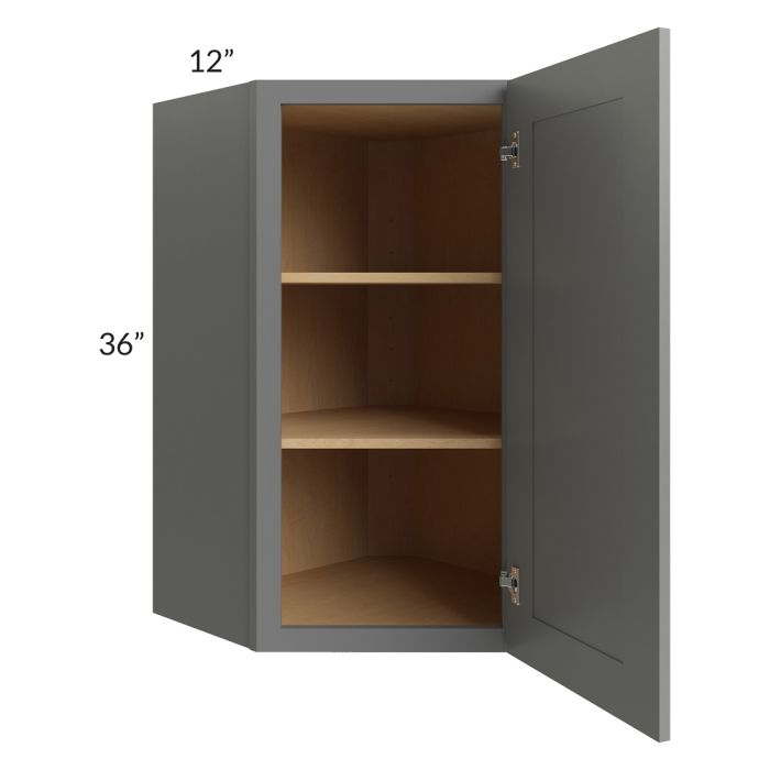 RTA Stratton Light Grey Shaker 24" x 36" Wall Diagonal Corner Cabinet