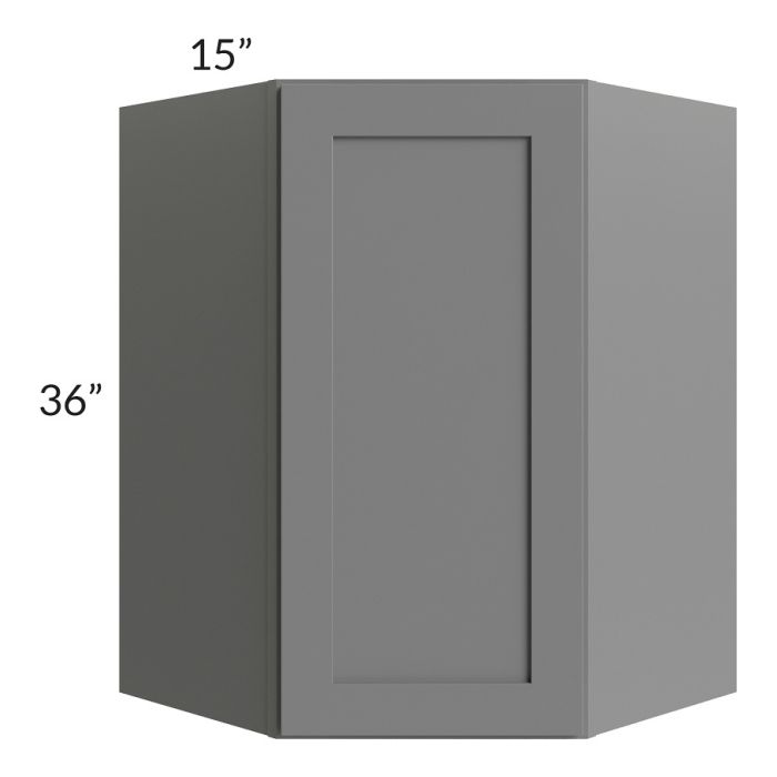 RTA Stratton Light Grey Shaker 27" x 36" Wall Diagonal Corner Cabinet