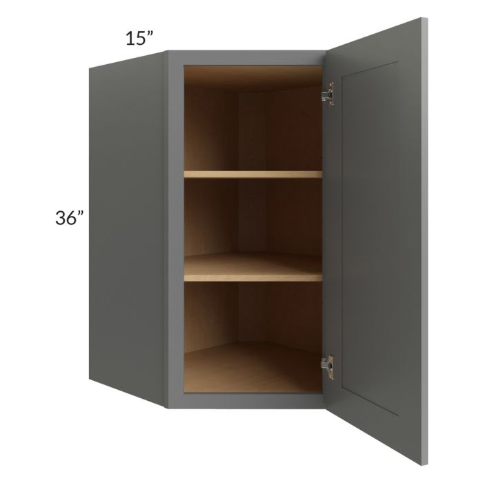 RTA Stratton Light Grey Shaker 27" x 36" Wall Diagonal Corner Cabinet