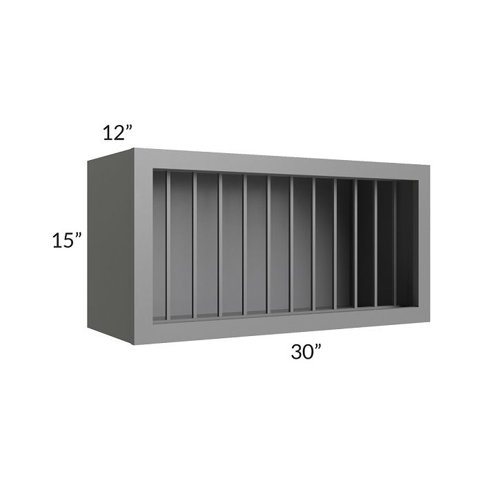 RTA Stratton Light Grey Shaker 30" x 15" Plate Rack Cabinet