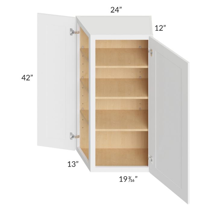 RTA Stratton White Shaker 24" x 42" Wall End Angle Cabinet