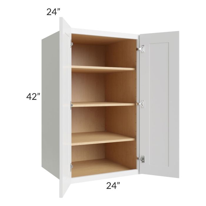 RTA Stratton White Shaker 24" x 42" x 24" Pantry Wall Cabinet
