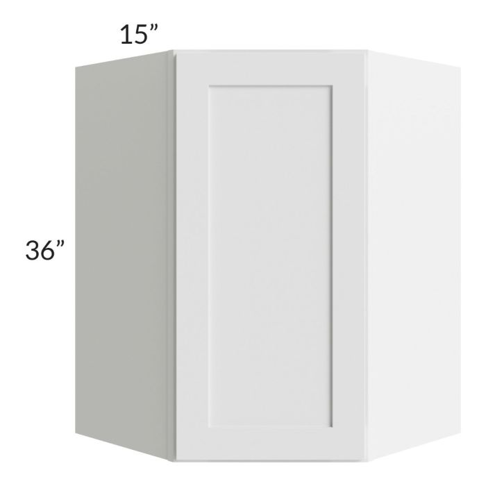 RTA Stratton White Shaker 27" x 36" Wall Diagonal Corner Cabinet