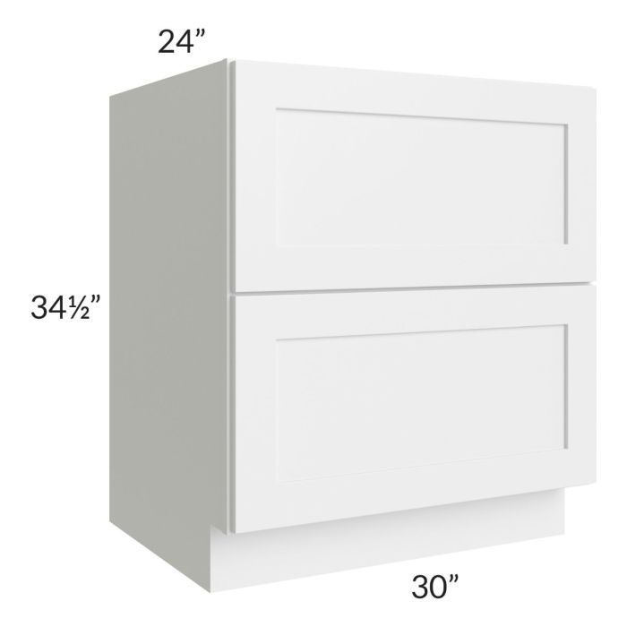 RTA Stratton White Shaker 30" 2-Drawer Base Cabinet