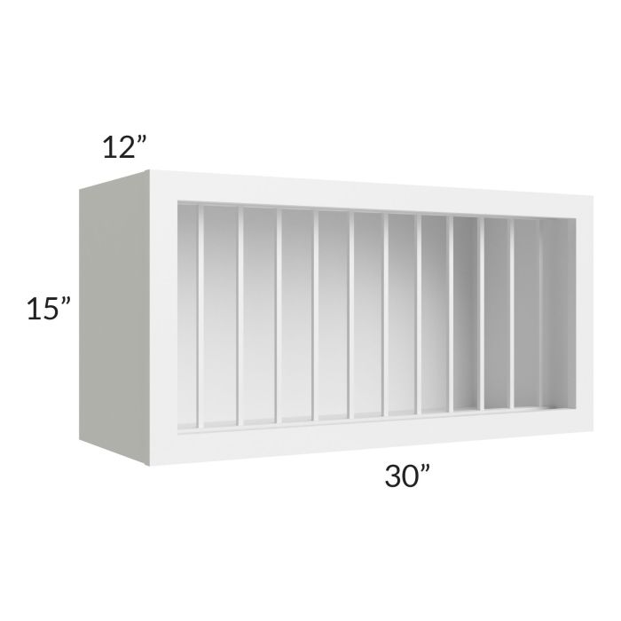 RTA Stratton White Shaker 30" x 15" Plate Rack Cabinet