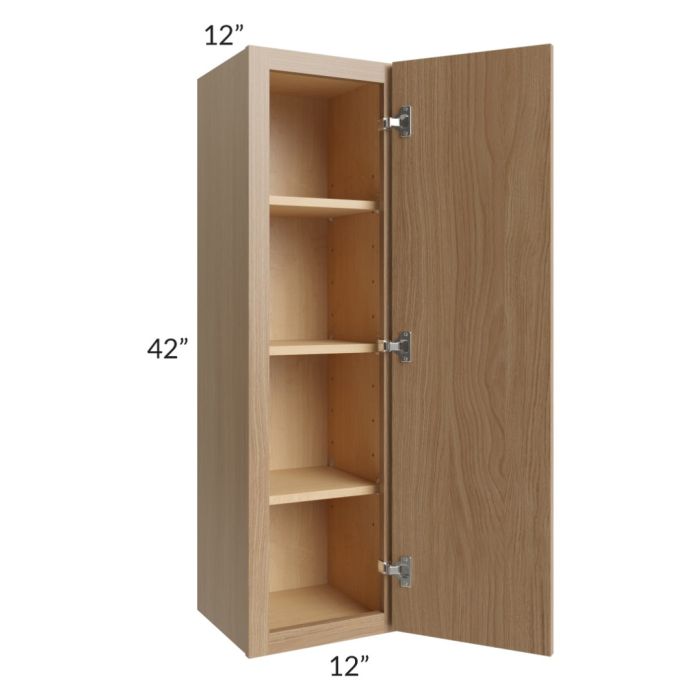 RTA Township Rift Oak 12" x 42" Wall Cabinet with 2 Decorative End Panels - Finished Left Side