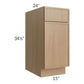 RTA Township Rift Oak 15" Base Cabinet with 2 Decorative End Panels and 2 Roll Out Trays - Finished Left and Right Side