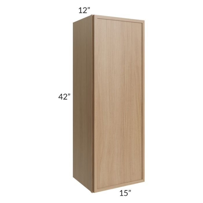RTA Township Rift Oak 15" x 42" Wall Cabinet with 2 Decorative End Panels - Finished Left Side