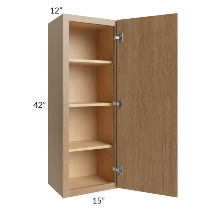RTA Township Rift Oak 15" x 42" Wall Cabinet with 2 Decorative End Panels - Finished Left Side