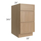 RTA Township Rift Oak 18" 3-Drawer Base Cabinet with 1 Decorative End Panel - Finished Left Side