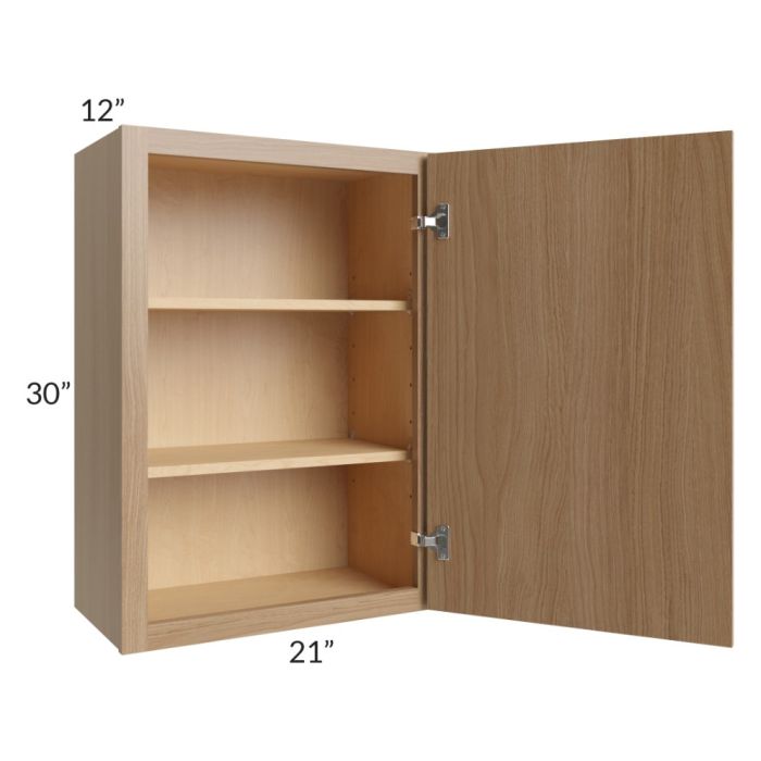RTA Township Rift Oak 21" x 30" Wall Cabinet with 1 Decorative End Panel - Finished Left Side