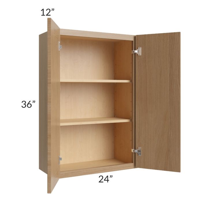 RTA Township Rift Oak 24" x 36" Wall Cabinet with 2 Decorative End Panels - Finished Right Side