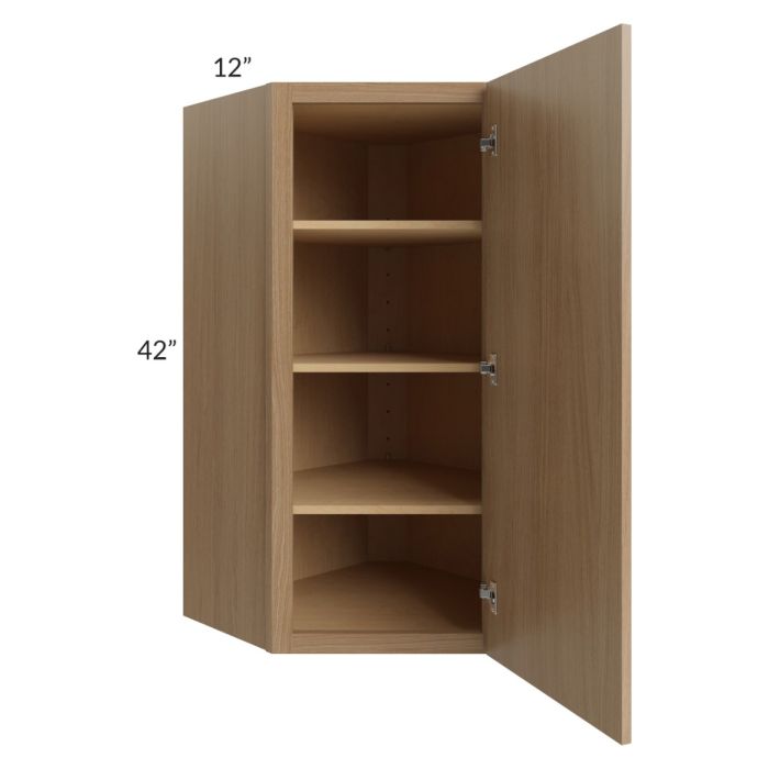 RTA Township Rift Oak 24" x 42" Diagonal Corner Wall Cabinet with 1 Decorative End Panel