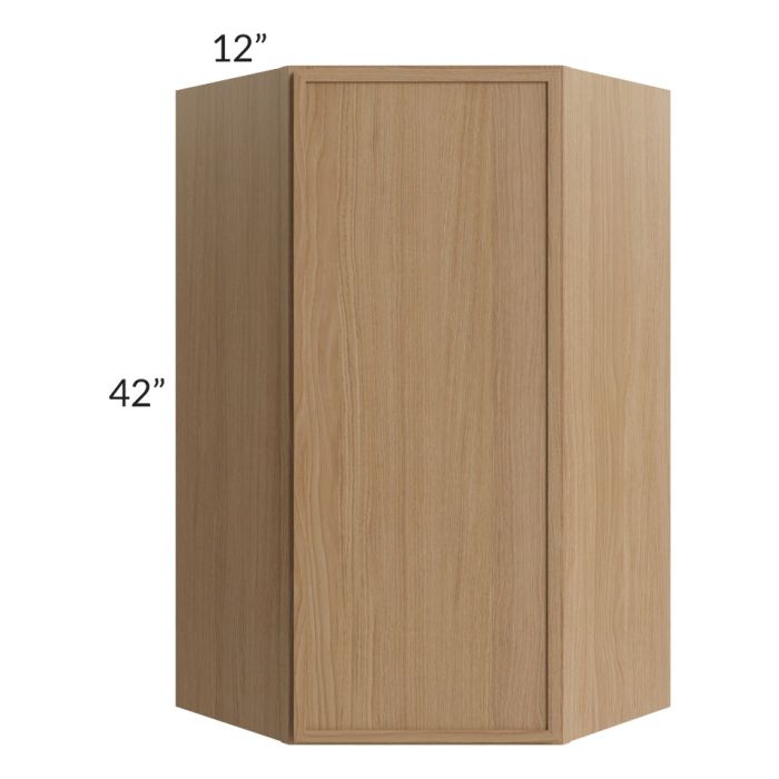 RTA Township Rift Oak 24" x 42" Diagonal Corner Wall Cabinet with 2 Decorative End Panels