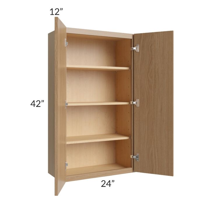 RTA Township Rift Oak 24" x 42" Wall Cabinet with 1 Decorative End Panel - Finished Left Side