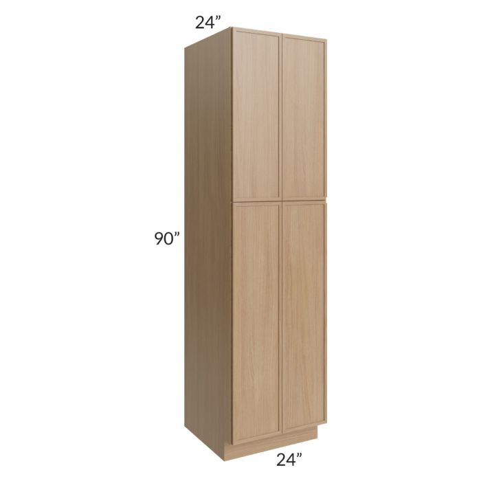 RTA Township Rift Oak 24" x 90" Wall Pantry Cabinet with 1 Decorative End Panel and 3 Roll Out Trays