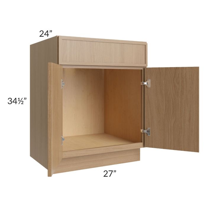 RTA Township Rift Oak 27" Sink Base Cabinet with 2 Decorative End Panels - Finished Left Side
