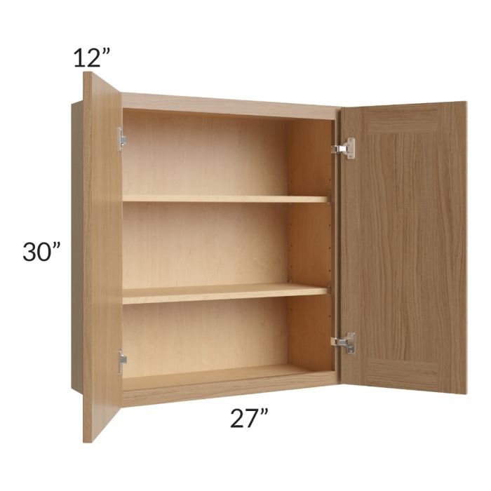 RTA Township Rift Oak 27" x 30" Wall Cabinet with 1 Decorative End Panel - Finished Left Side