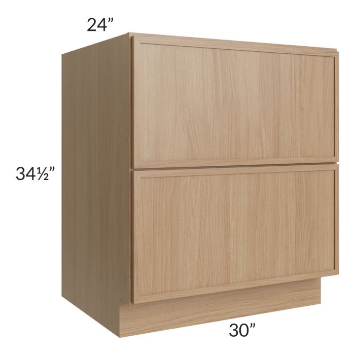 RTA Township Rift Oak 30" 3-Drawer Base Cabinet with 1 Decorative End Panel