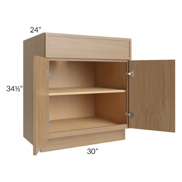 RTA Township Rift Oak 30" Base Cabinet with 2 Roll Out Trays - Finished Right Side