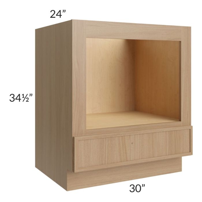 RTA Township Rift Oak 30" Microwave Base Cabinet with 2 Decorative End Panels - Finished Left and Right Side