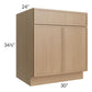 RTA Township Rift Oak 30" Sink Base Cabinet with 2 Decorative End Panels - Finished Right Side