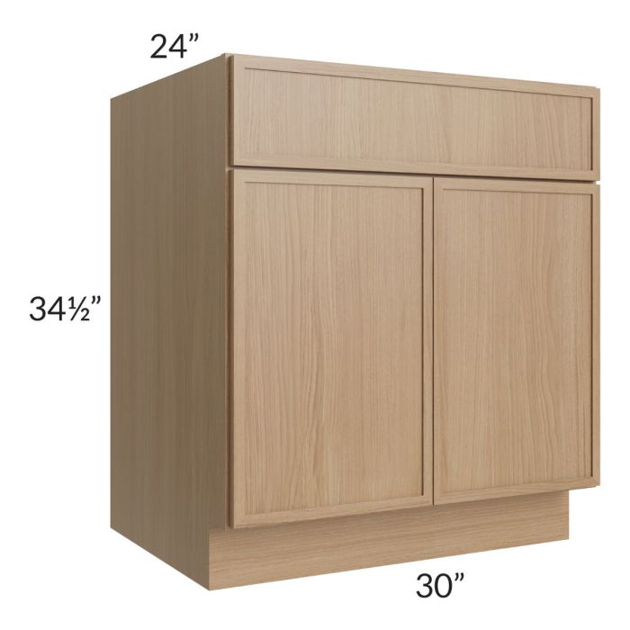 RTA Township Rift Oak 30" Sink Base Cabinet with 2 Decorative End Panels - Finished Right Side