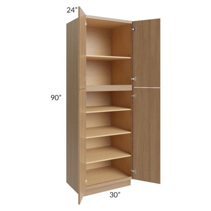 RTA Township Rift Oak 30" x 90" Wall Pantry Cabinet with 1 Roll Out Tray