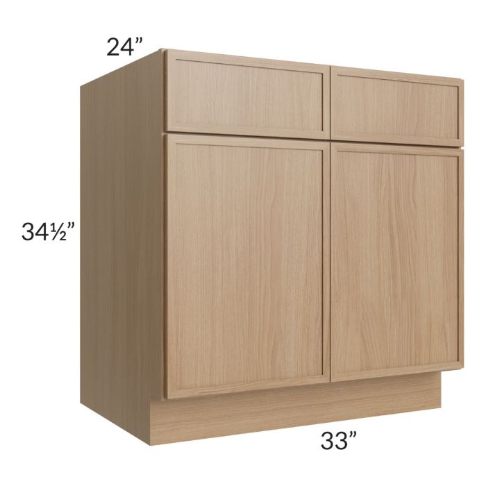 RTA Township Rift Oak 33" Base Cabinet with 1 Decorative End Panel - Finished Left and Right Side
