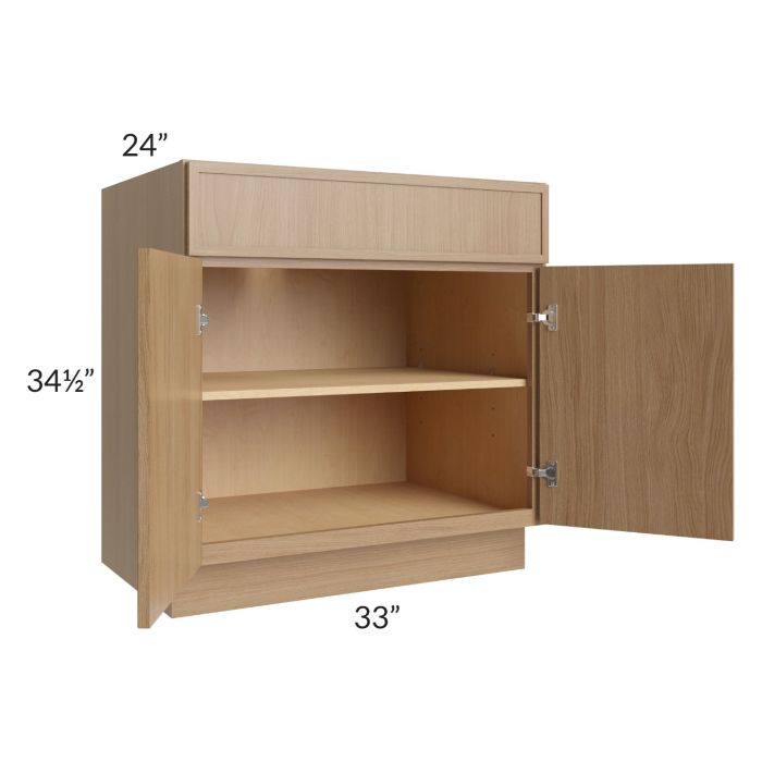 RTA Township Rift Oak 33" Base Cabinet with 1 Decorative End Panel - Finished Left and Right Side